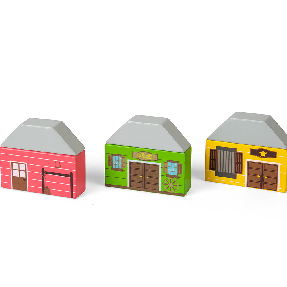 Wooden Wild West Train Set - 62 Pieces