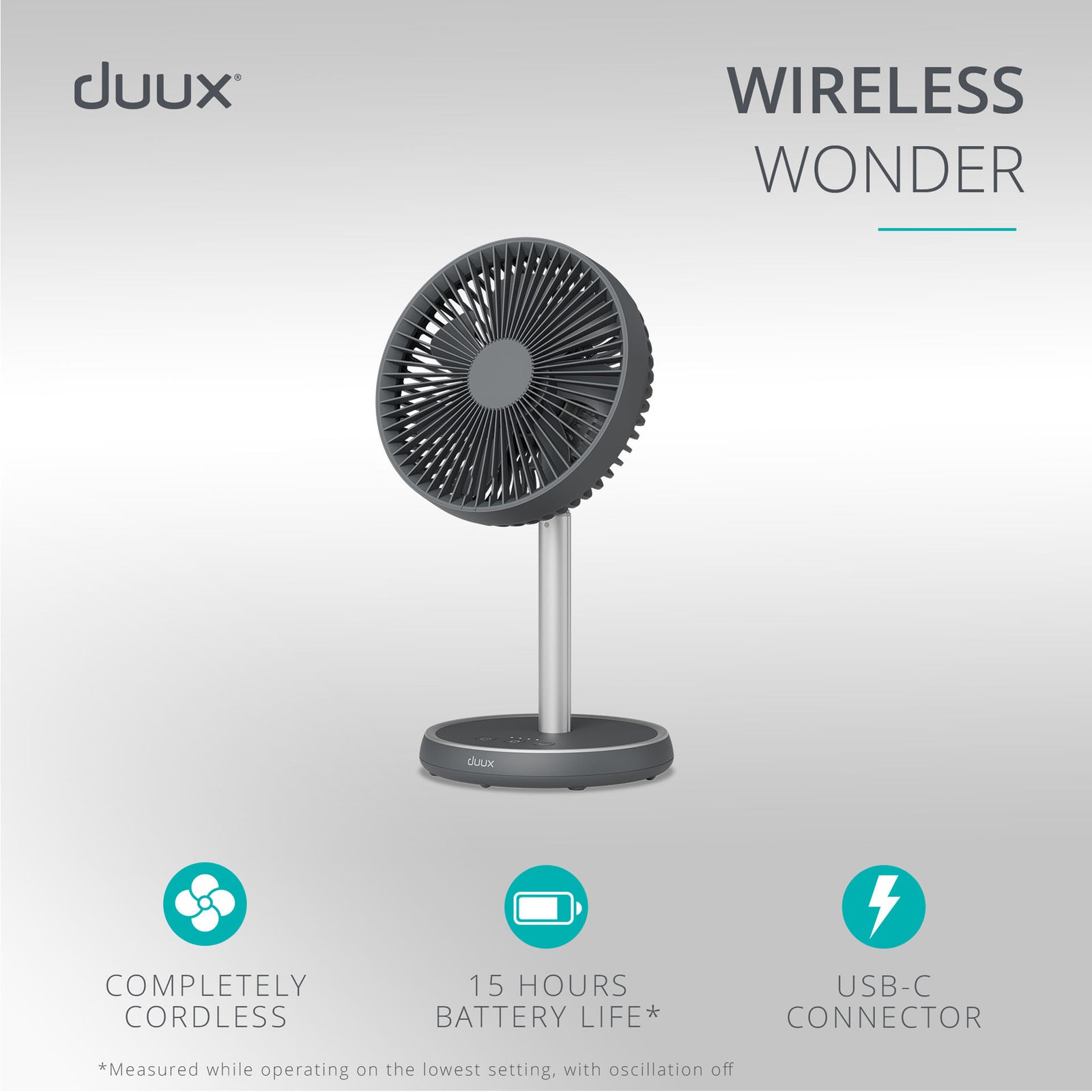 Rize Portable Fan With Rechargeable Battery | Grey