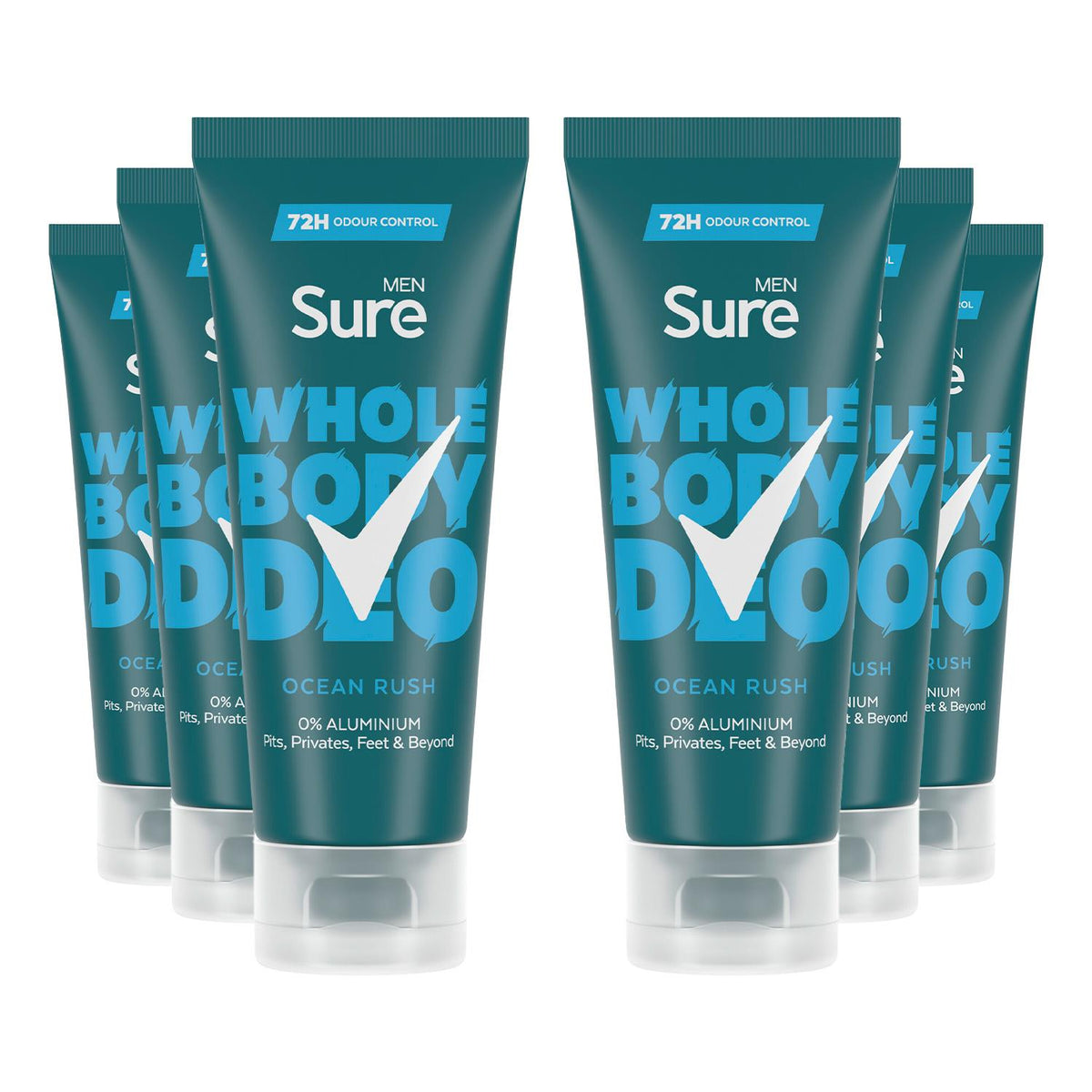 Men Whole Body Deodorant Cream Ocean Rush With 72h Odour Control 75ml, 6 Pk | Set of 6