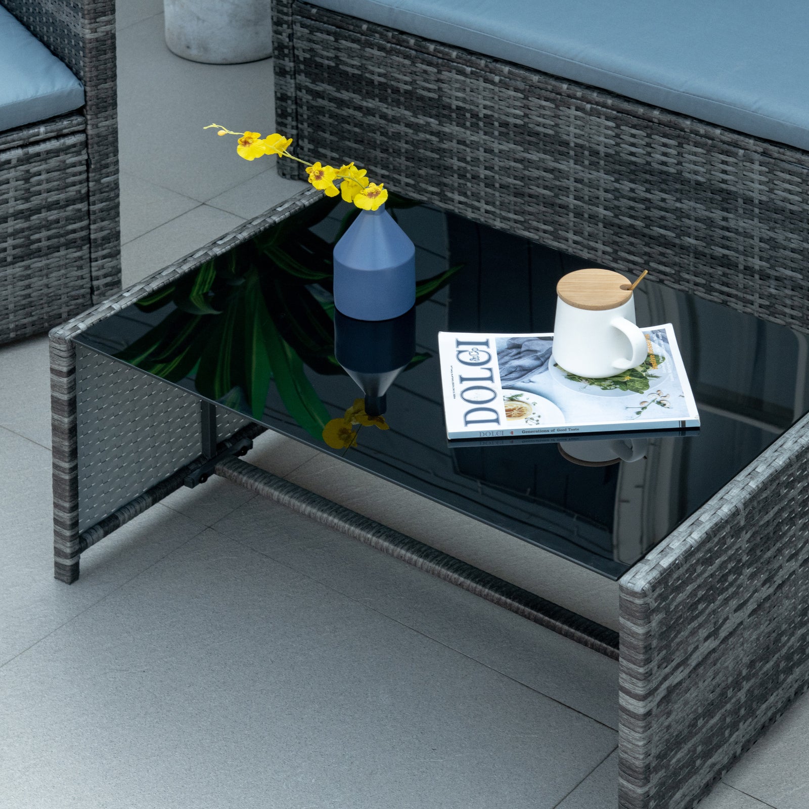 4 Piece Pe Rattan Sofa Set With Cushions | Grey