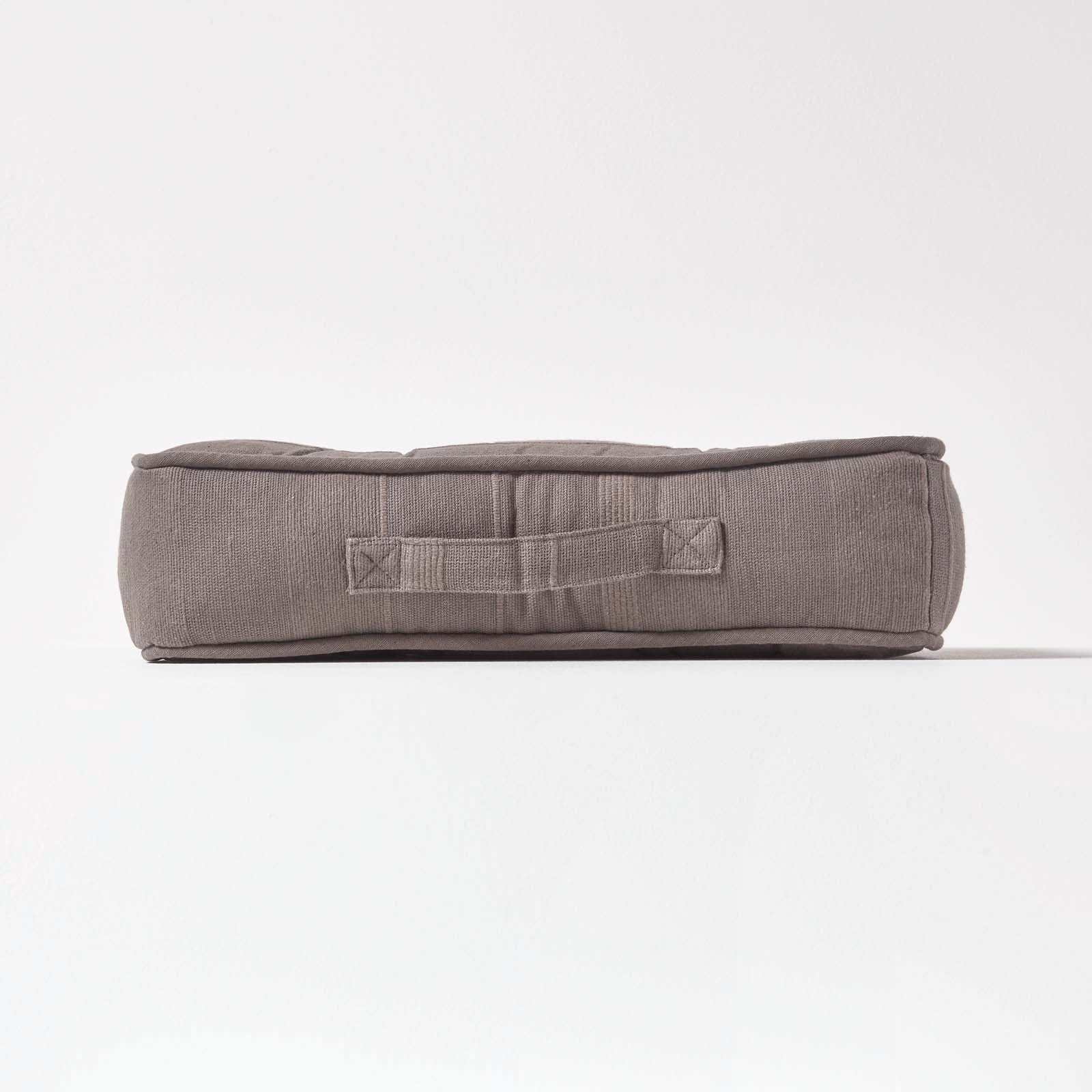 Rajput Ribbed Cotton Floor Cushion | 40cm x 40cm | Charcoal Grey