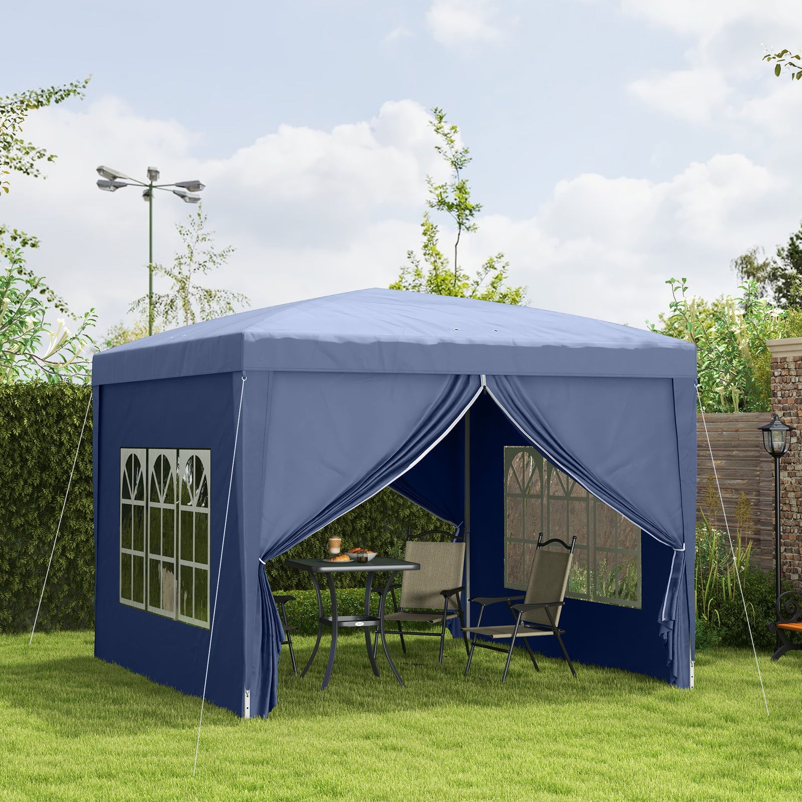3mx3m Pop Up Gazebo Party Tent Canopy Marquee W/ Storage Bag | Blue