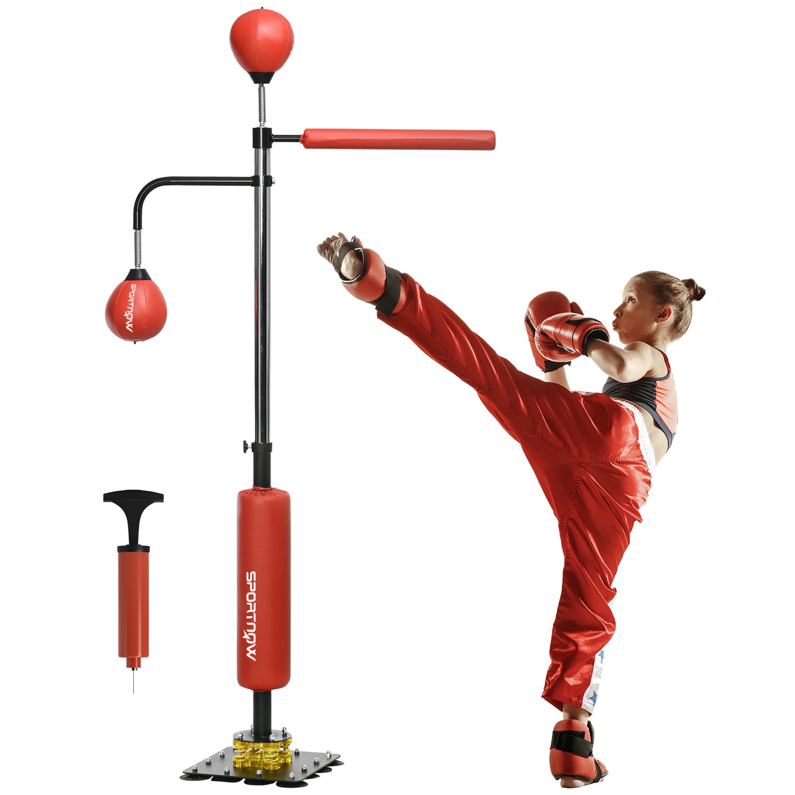 140-205cm Boxing Bag Freestanding Punching and Kicking Bag | Red