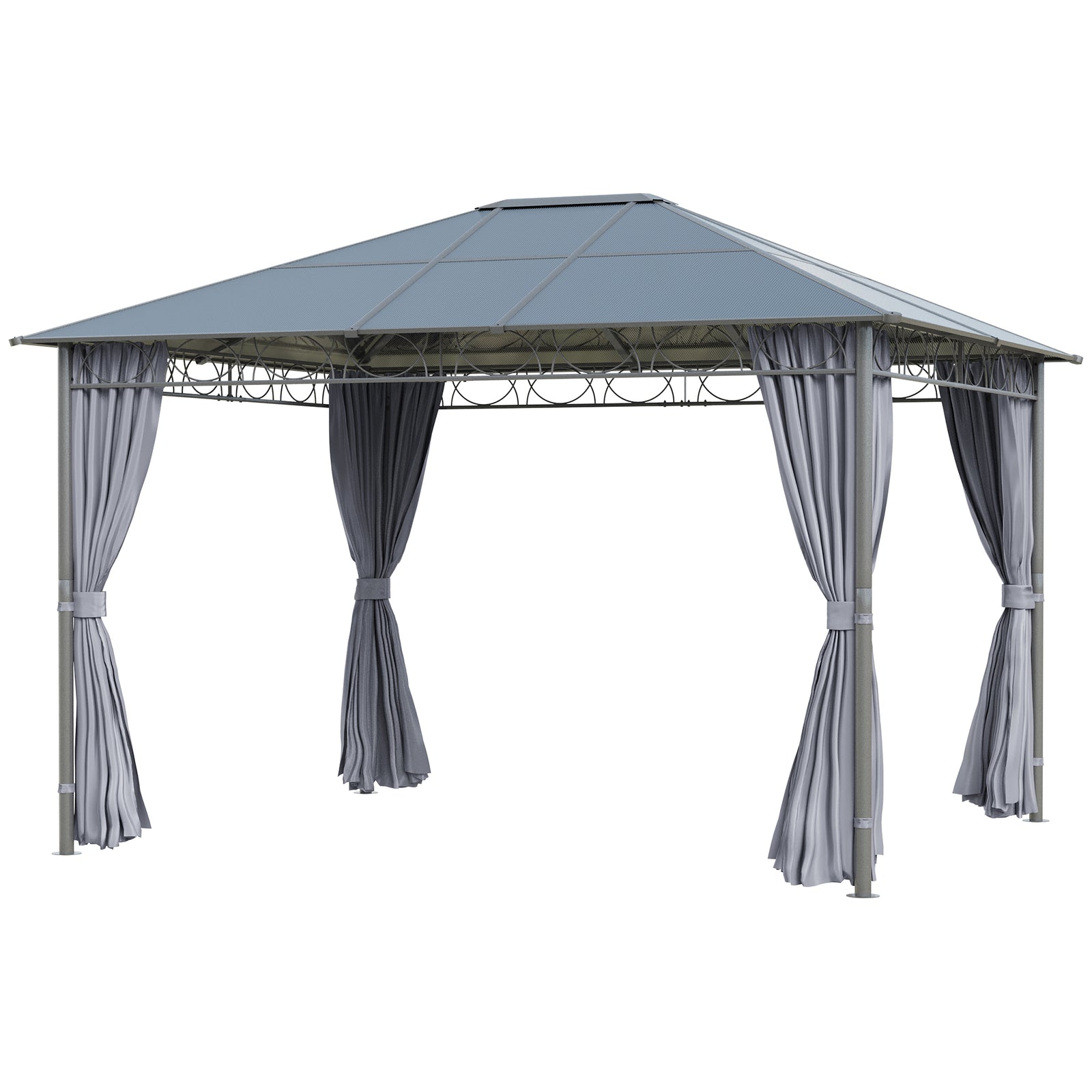 Hardtop Gazebo For Garden Party W/ Polycarbonate Curtains | Medium