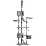 240-260cm Floor To Ceiling Cat Tree With Scratching Posts | Gray