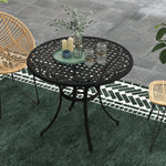 Garden Table W/ Parasol Hole, Cast Aluminum, Black
