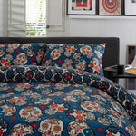 Day Of The Dead Cotton Rich 200 Thread Count Reversible Duvet Cover Set | Double | Navy Blue