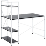 Computer Desk Laptop Table W/4-tier Bookshelf Metal Frame | Black