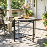 Outsunny 54 Cm Round Garden Table, Slatted Wood Top Outdoor Table, Dark Grey