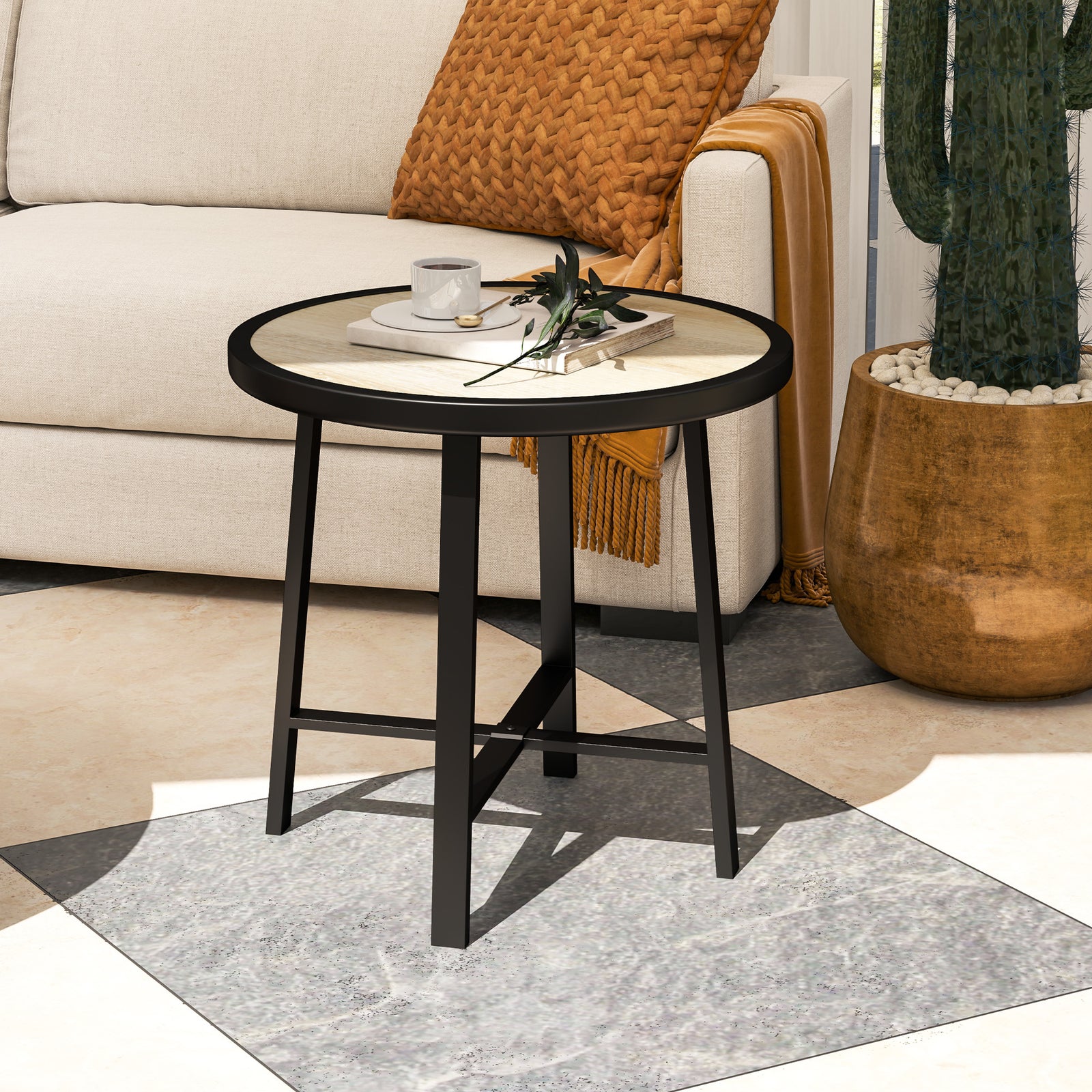 50.5cm Round Garden Table W/ Spc Tabletop | Natural