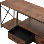 Modern Tv Stand With Fabric Drawers, Spacious Storage Entertainment Center | Brown