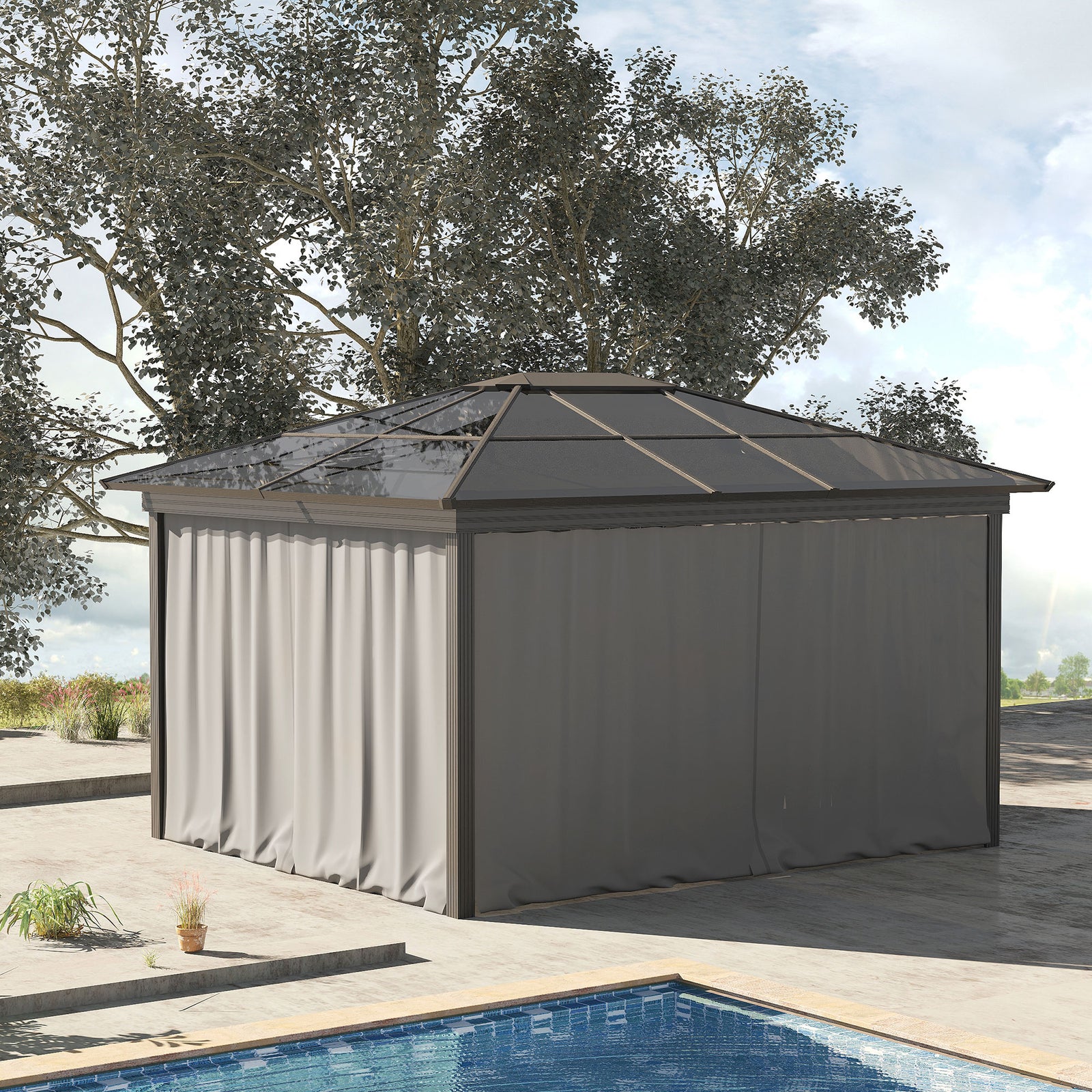 4pcs 3 X 4(m) Universal Pergola Curtain Kit W/hooks C-ring
