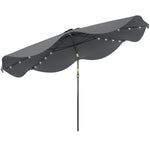 Solar Garden Parasol W/ Led, Tilt | Dark Gray