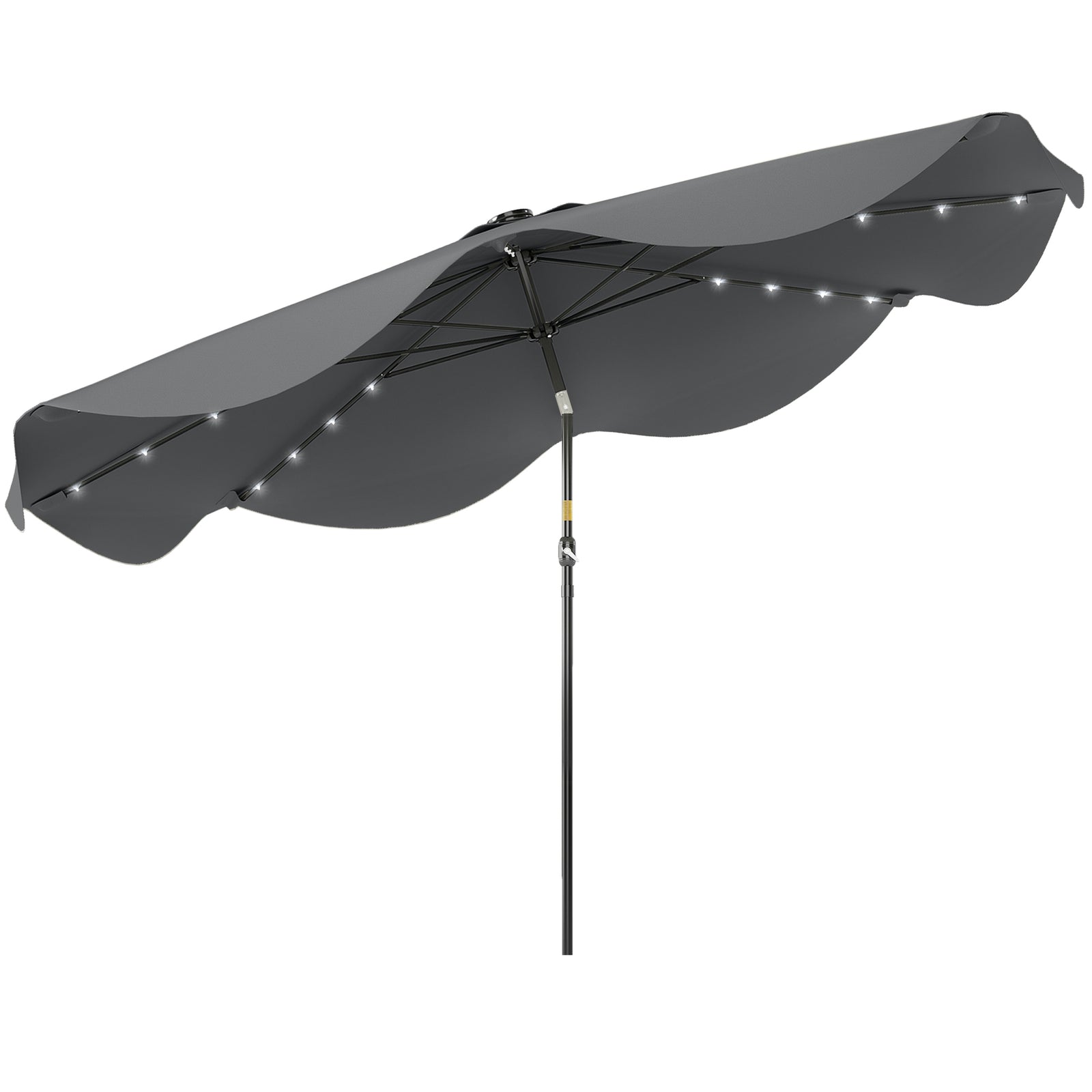 Solar Garden Parasol W/ Led, Tilt | Dark Gray