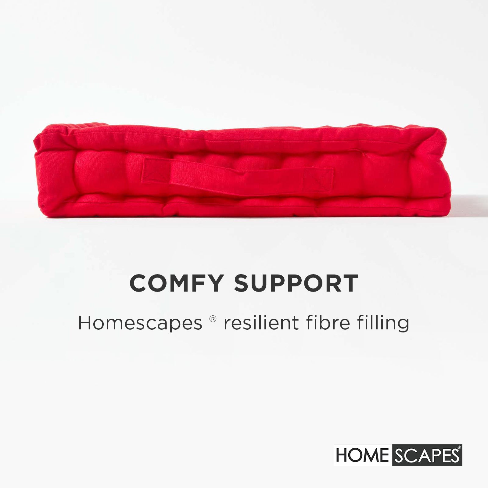 Cotton Plain Floor Cushion | 50cm x 50cm | Red