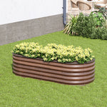 Brown Wood Grain Raised Garden Bed Oval-shaped Galvanised Steel Raised Garden Bed | Medium