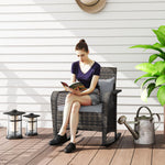 Garden Rocking Chair, Rattan Rocker With Cushions | Light Grey