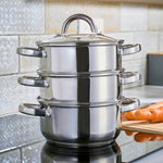 3 Tier Stainless-steel Steamer Pan | 18cm | Silver
