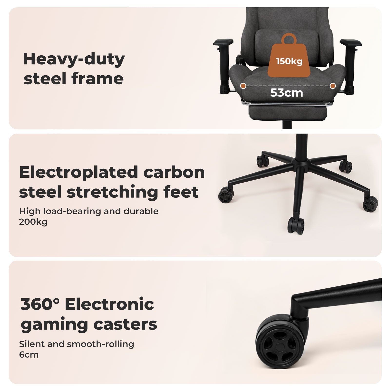Ergonomic Office Chair 165° Reclining Executive Chair Spring Foam Cushion | Grey