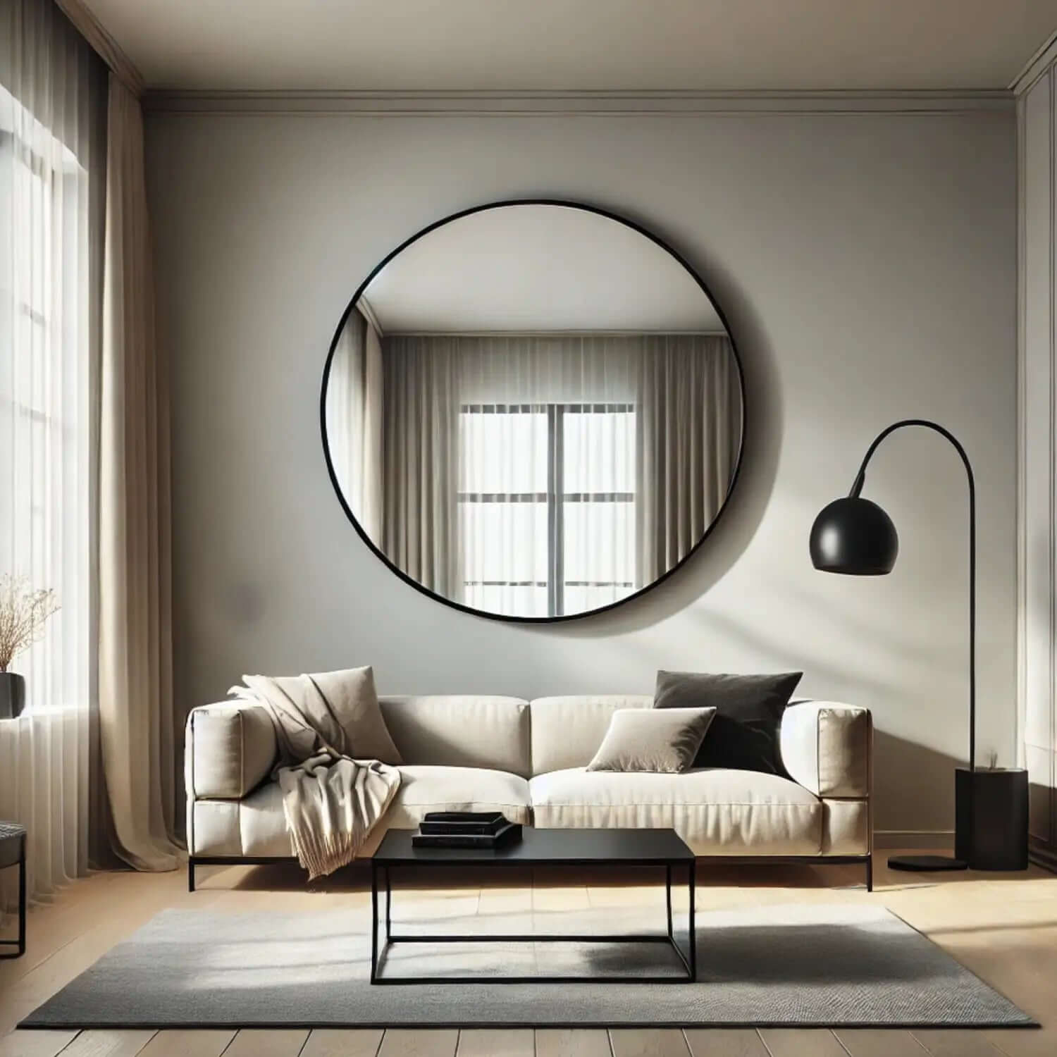 Rei - Round Metal Circle Mirror | 120cm x 120cm | Black