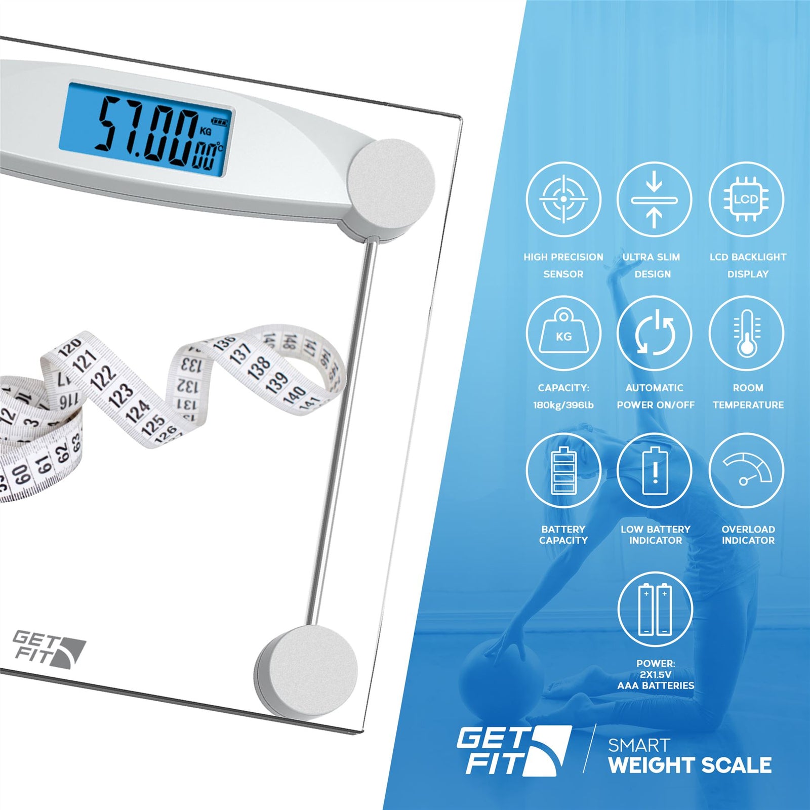 Digital Weighing Bathroom Scale Lcd Display, Automatic On/off | Transparent