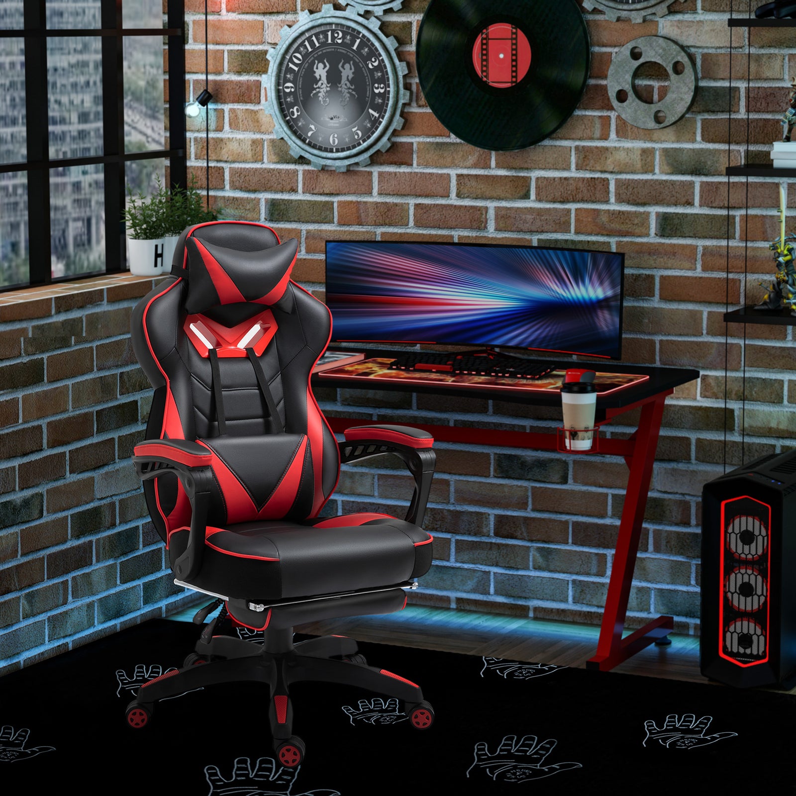 Gaming Chair Reclining W/ Footrest | Red