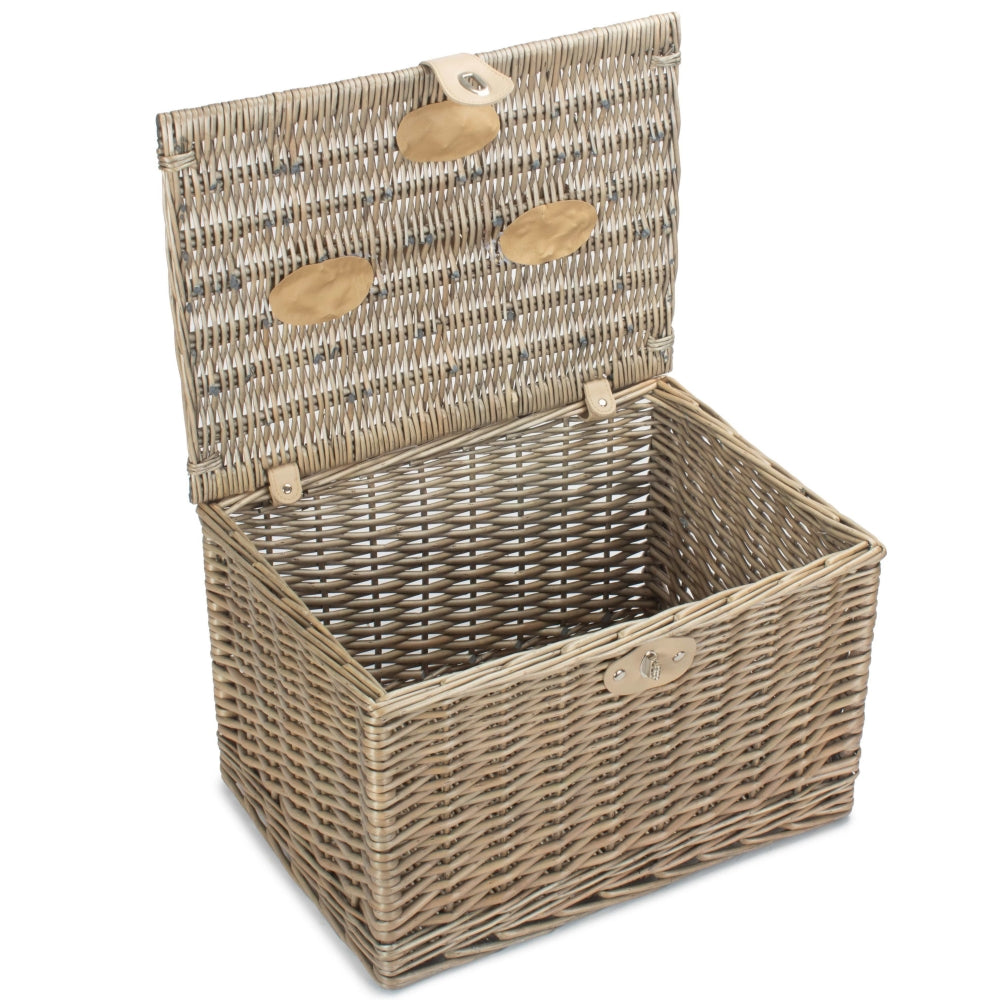 Antique Wash Finish Chest Picnic Basket | Large | Brown
