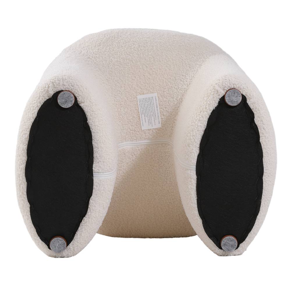 Modern Teddy Bear Fur Upholstered Ottoman