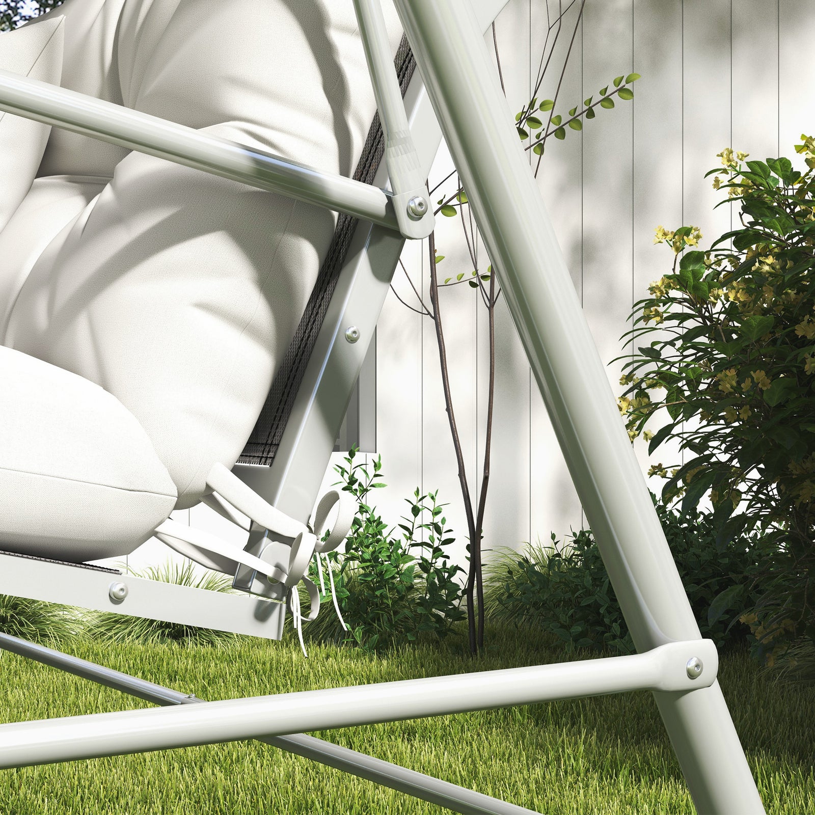 Seat Cushions Back Cushion W/2 Pillows, Water Repellent | White