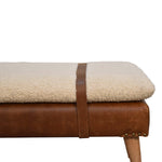 Solid Wood Boucle Buffalo Hide Leather Bench