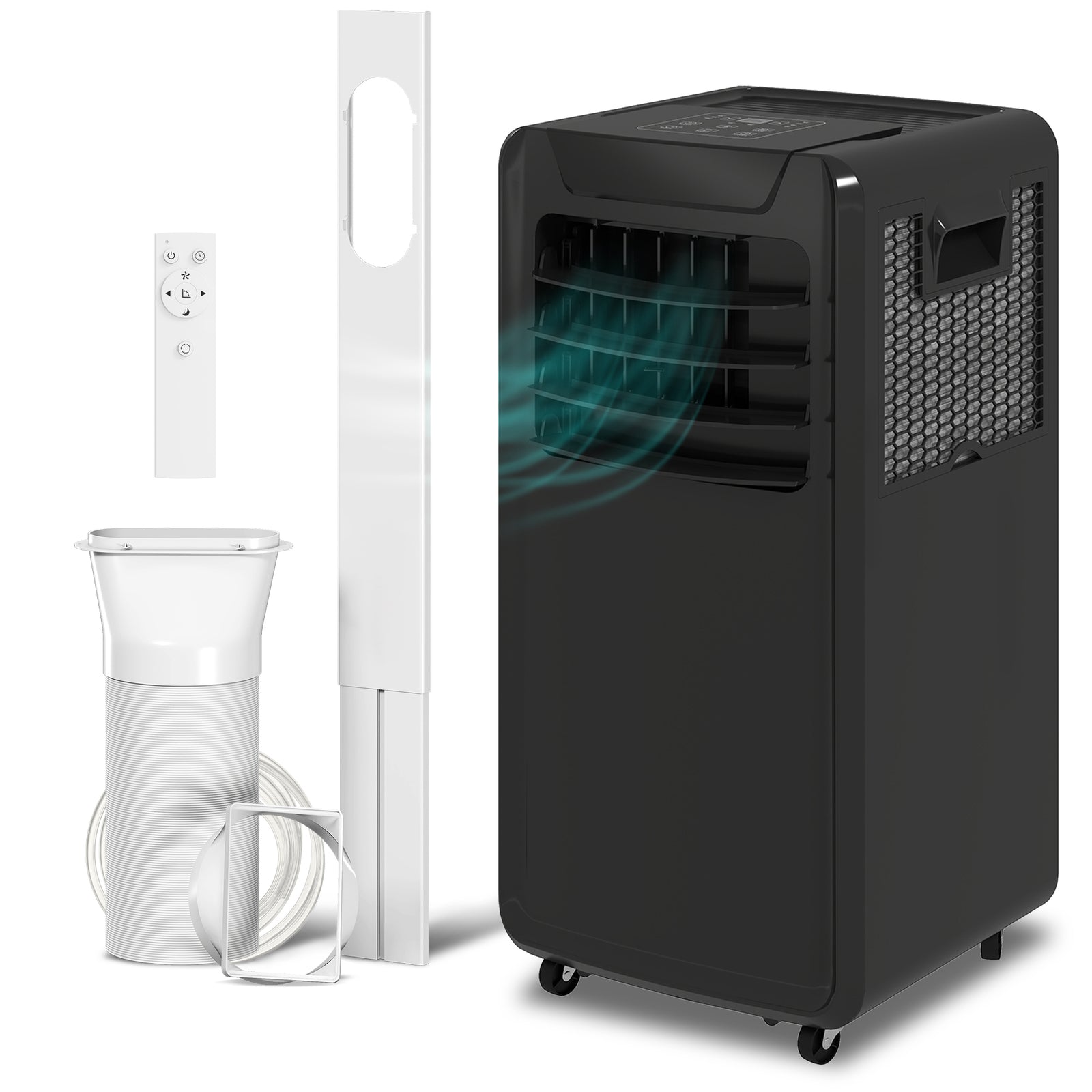 HOMCOM 10000 Btu Mobile Portable Air Conditioner Room Ac Unit W/ Rc, Black