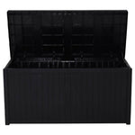 430L Large Garden Storage Box – Wooden Style Outdoor Storage Box, Waterproof, Durable & Easy to Assemble (No Wheels) | Black