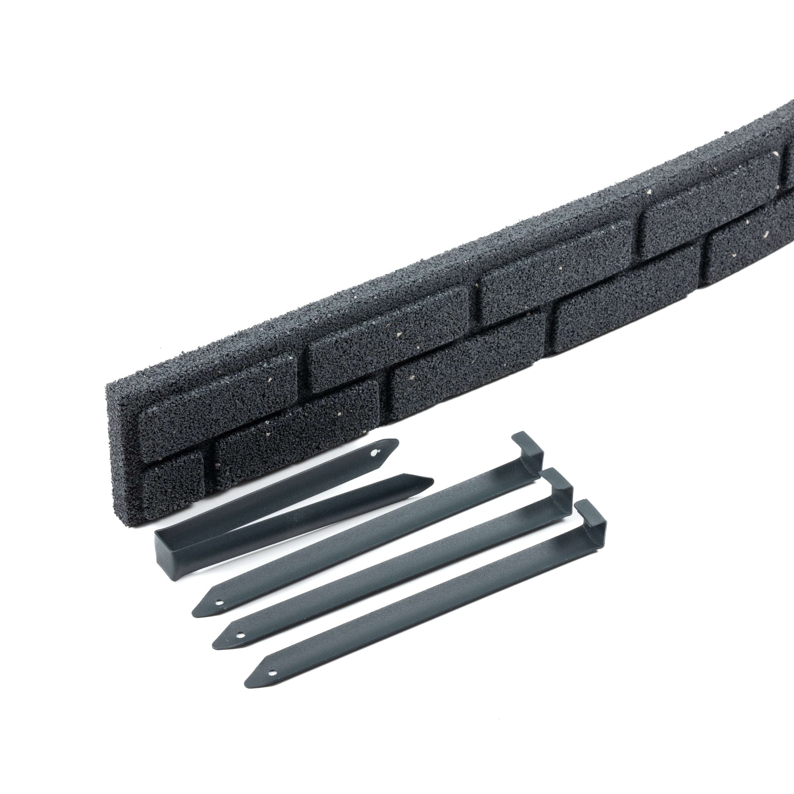 Recycled Rubber Brick Effect Garden Edging Border 1.2m | Set of 18 | Gray