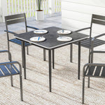 Garden Dining Table, Outdoor Table With Umbrella Hole | Dark Grey