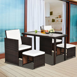 Rattan Garden Furniture Sofa Set W/ Table Chair Footrest | Brown