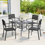 Outsunny Garden Chairs Set Of 4, Garden Dining Chairs, Hdpe Seat, Black