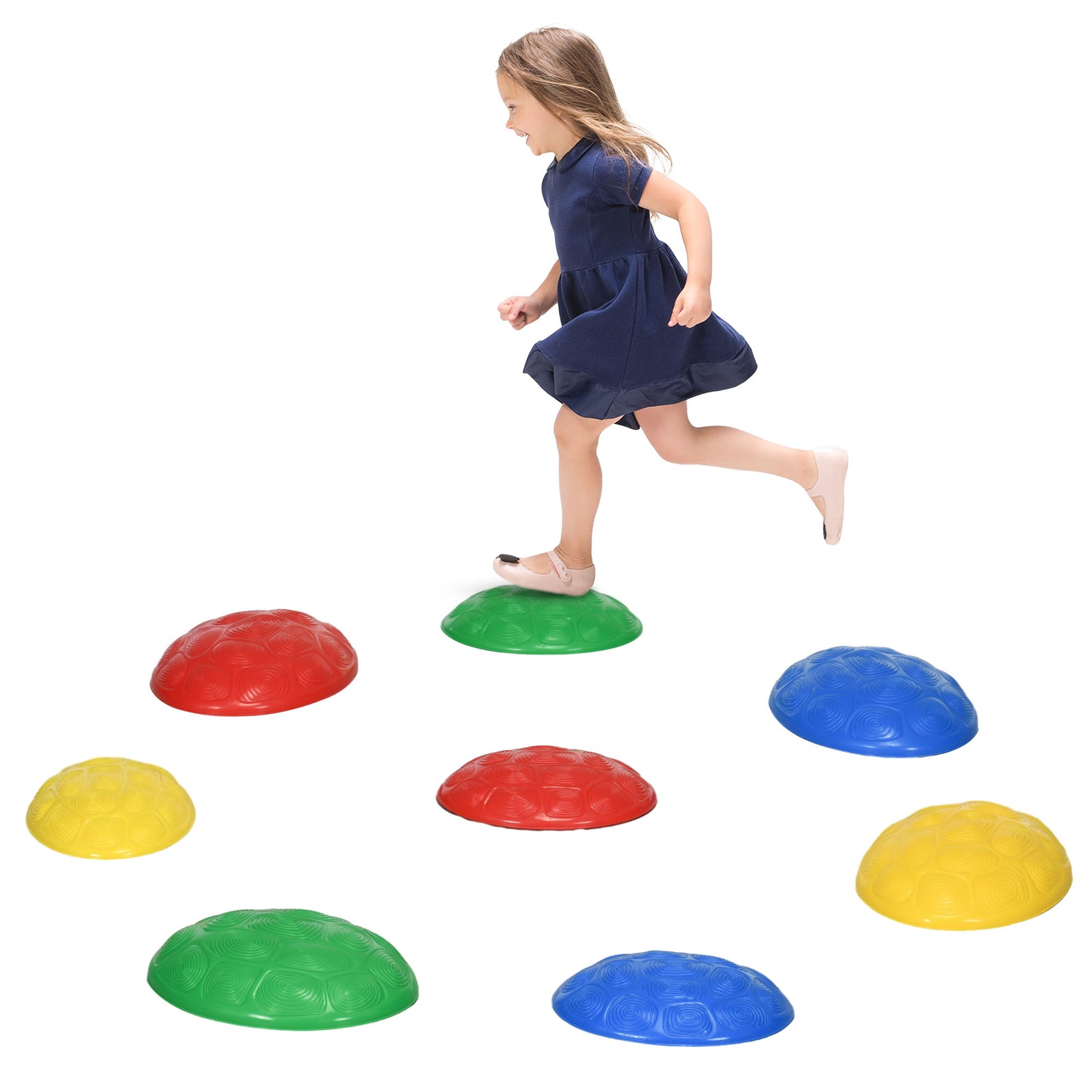 Balance River Stones (6-8 stones) W/ Non-slip Mats For Ages 3-8 Years | Large | Multi Colour