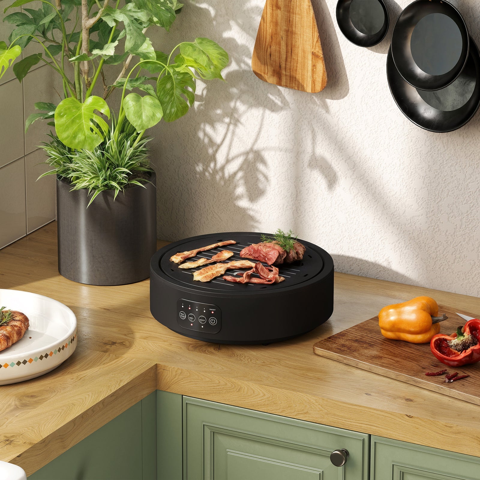 Electric Ceramic Hob With Grill Plate With 4 Heat Levels For All Type