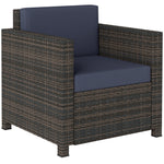 Rattan Garden Armchair, Cushioned Single Rattan Chair | Blue