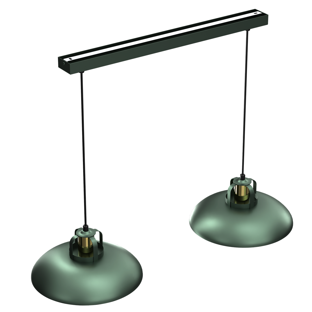 Felix Green Double Pendant Lamp 2xe27 The Hand Made High Quality Fittings 29cm Shades Rugged Industrial Look