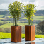Corten Steel Tall Square Planter - Pre-rusted | 32cm x 32cm x 75cm | Brown