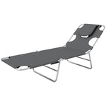 Outsunny Dark Grey Beach Lounger With Pillow