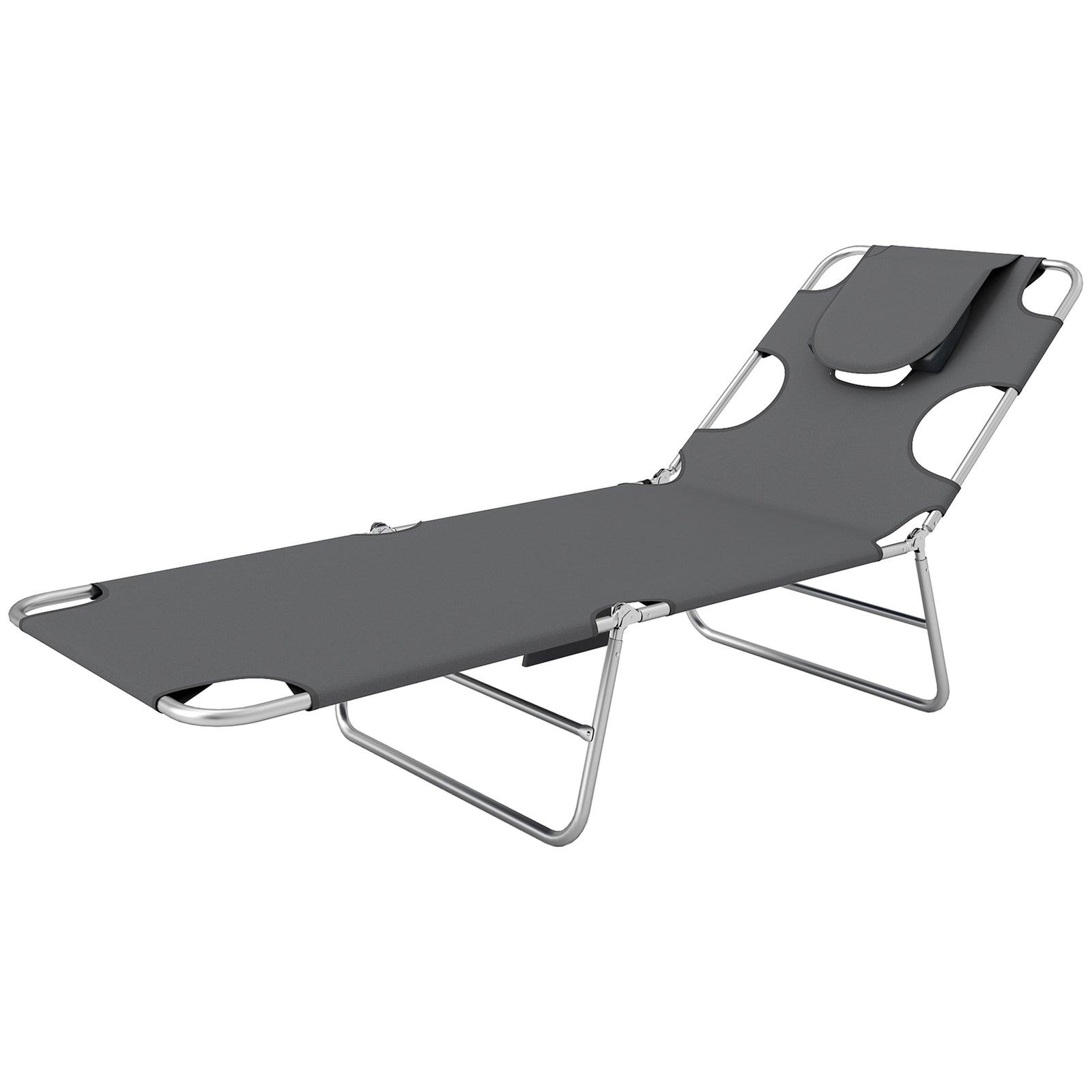 Outsunny Dark Grey Beach Lounger With Pillow