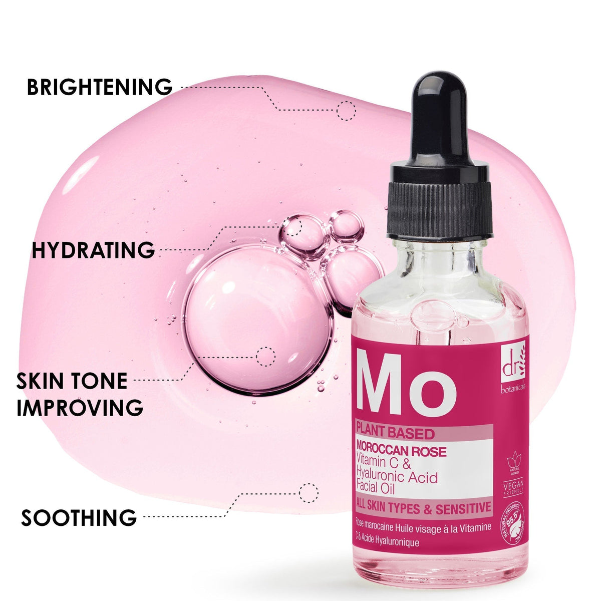 Moroccan Rose Facial Oil With Hyaluronic Acid & Vit C 15ml