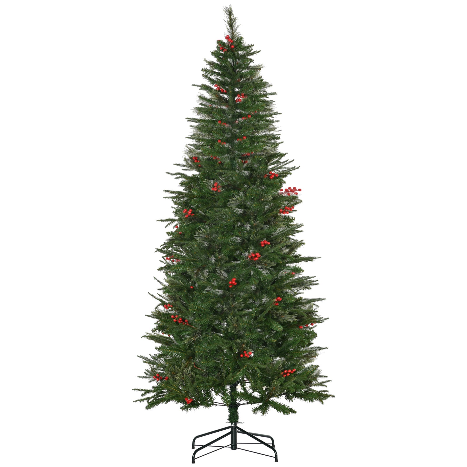 5/6/7ft Pencil Shape Christmas Tree, Berries | 7ft | Green