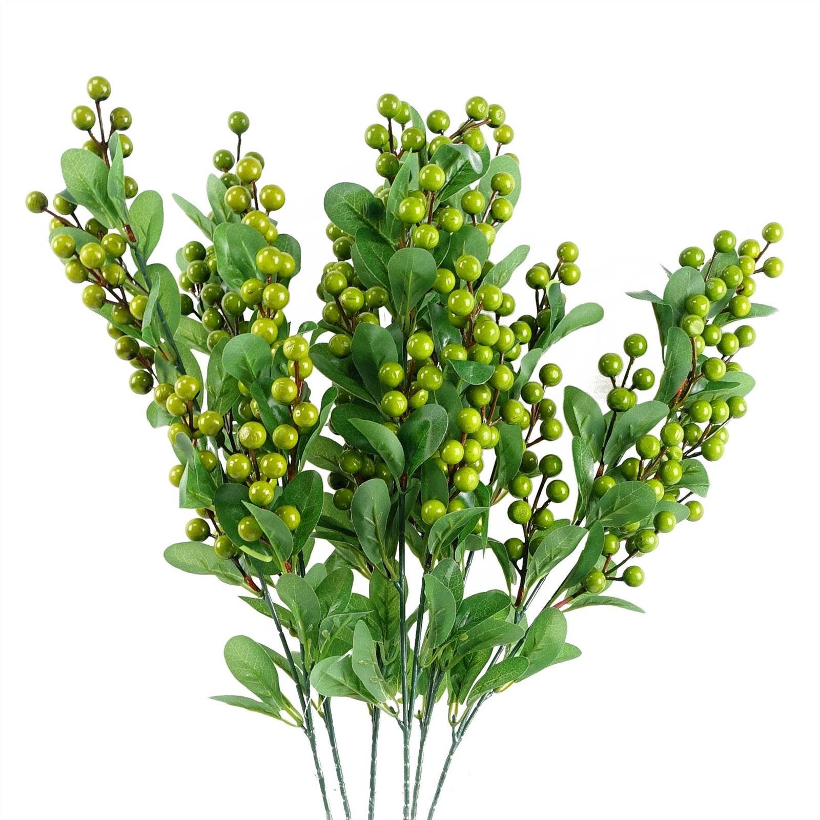 Pack Of 6 X 70cm Artificial Green Berry Spray