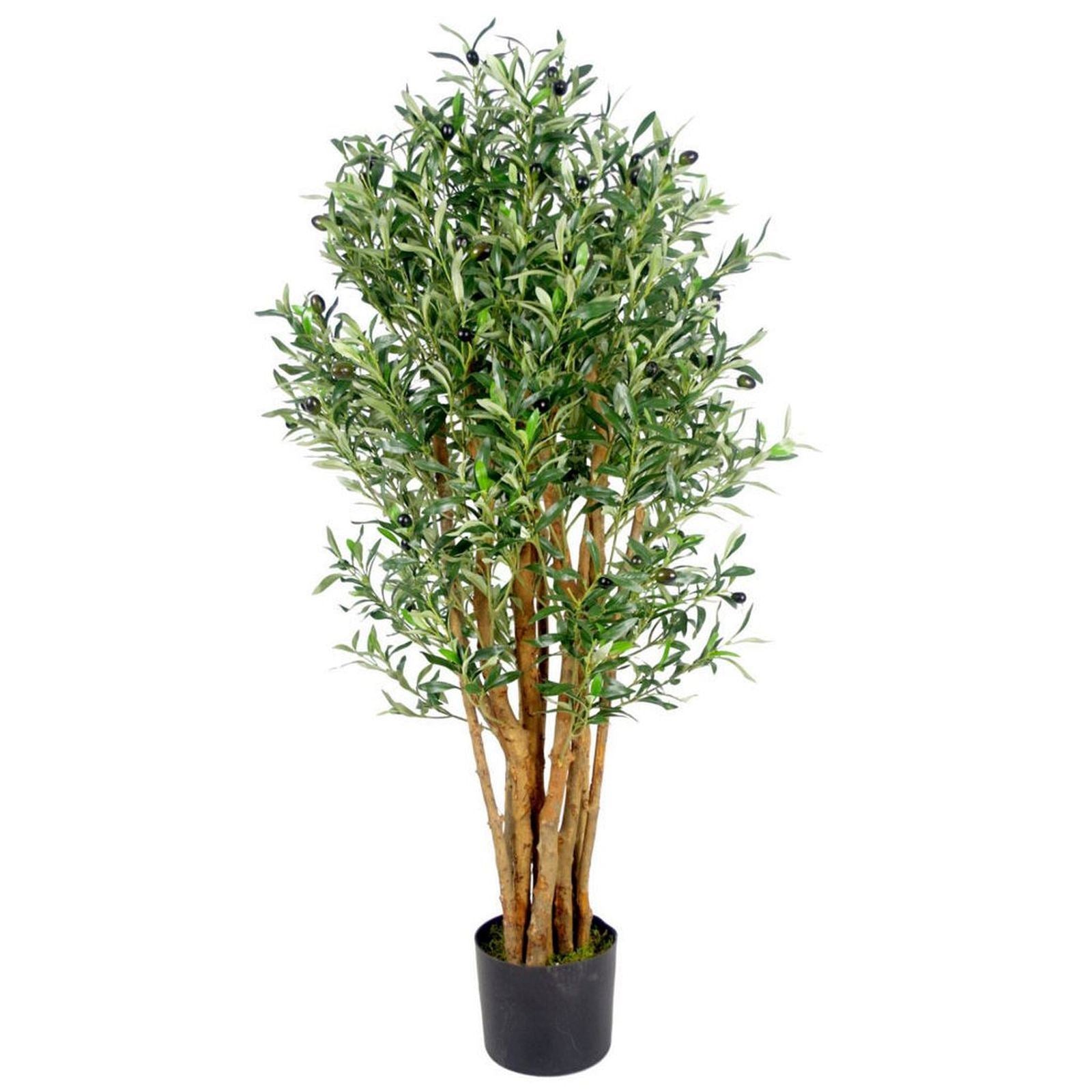 125cm  Design Uk Realistic Artificial Olive Tree In Black Plastic Pot
