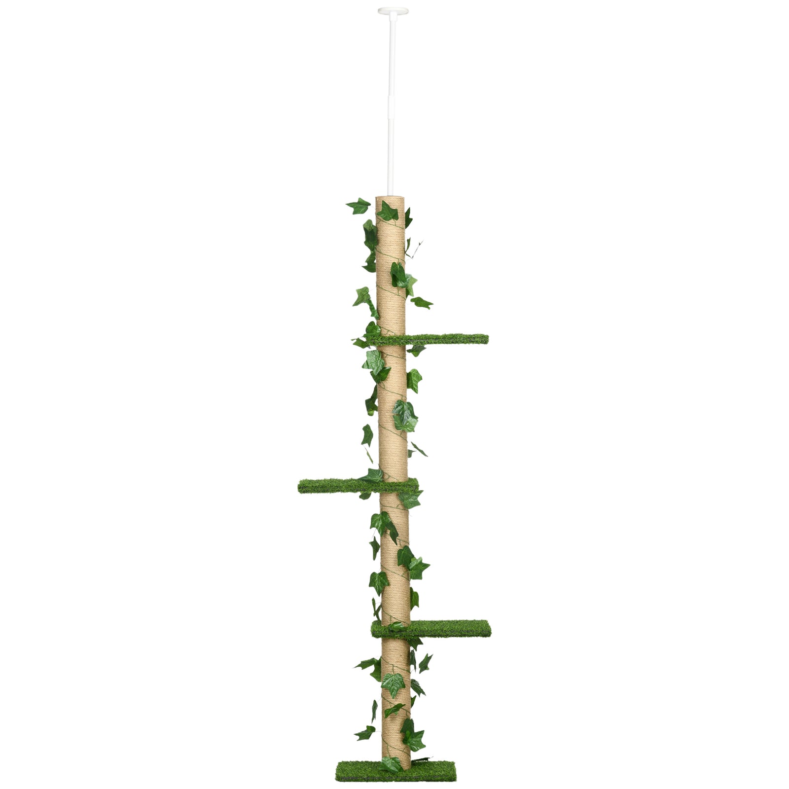 242cm Adjustable Floor-to-ceiling Cat Tower W/ Anti-slip Kit - Green
