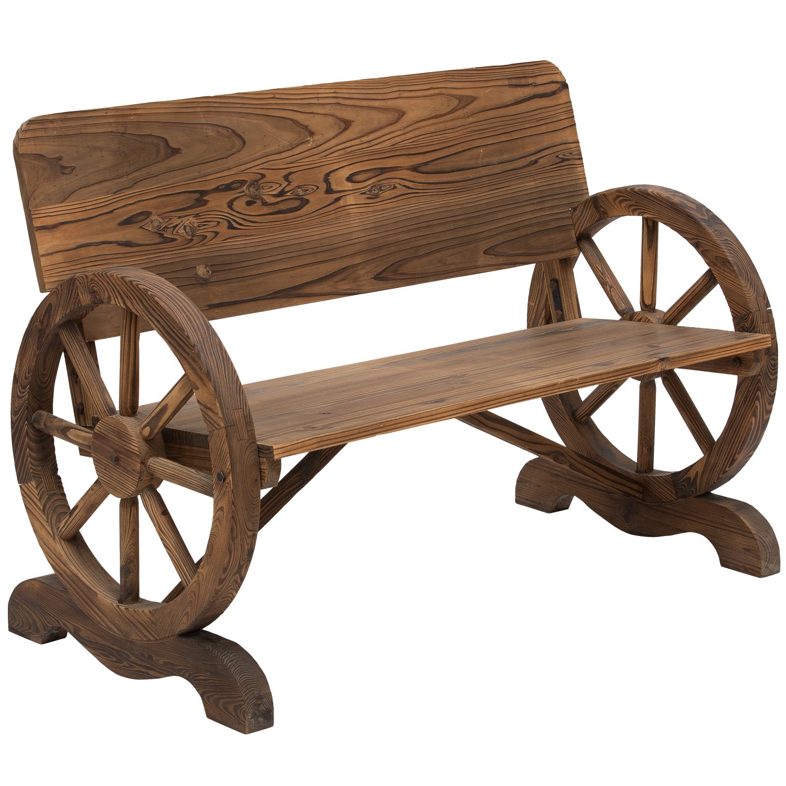 Garden Wagon Wheel Bench Outdoor