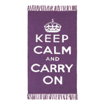 Keep Calm And Carry On Handwoven 100% Cotton Rug | 60cm x 100cm | Purple